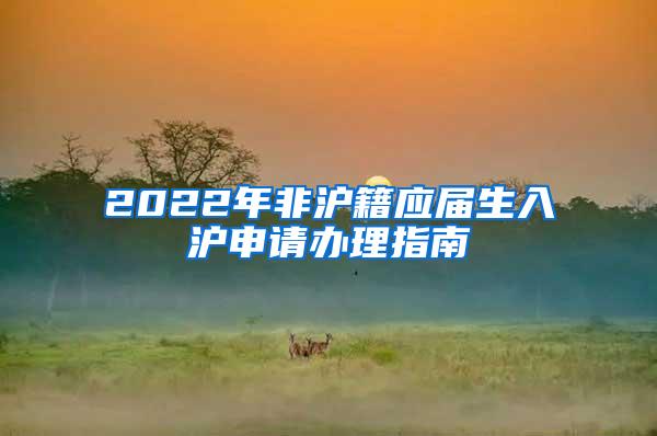 2022年非沪籍应届生入沪申请办理指南