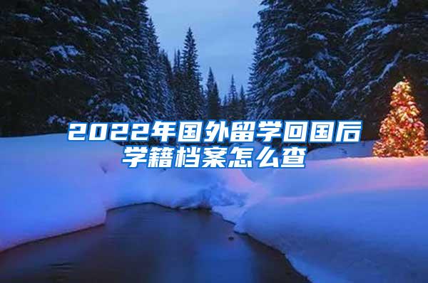 2022年国外留学回国后学籍档案怎么查