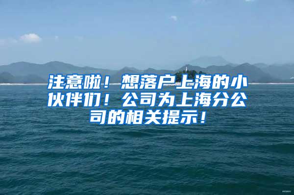 注意啦！想落户上海的小伙伴们！公司为上海分公司的相关提示！