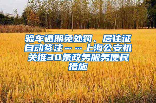 验车逾期免处罚、居住证自动签注……上海公安机关推30条政务服务便民措施