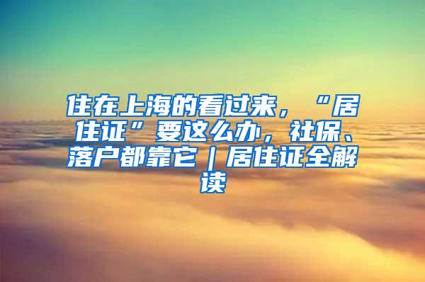 住在上海的看过来，“居住证”要这么办，社保、落户都靠它｜居住证全解读