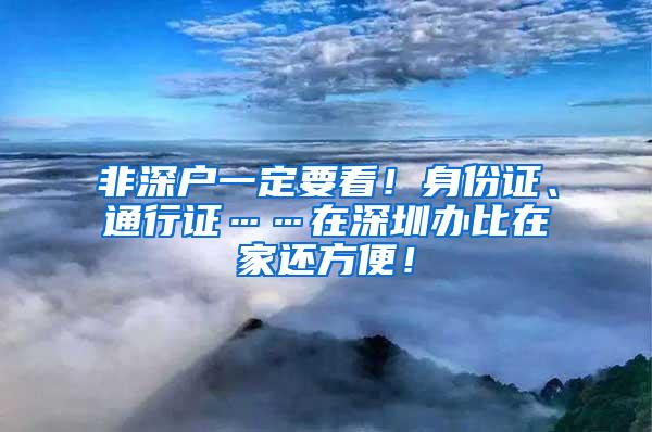 非深户一定要看！身份证、通行证……在深圳办比在家还方便！