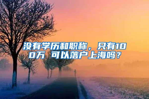 没有学历和职称，只有100万 可以落户上海吗？