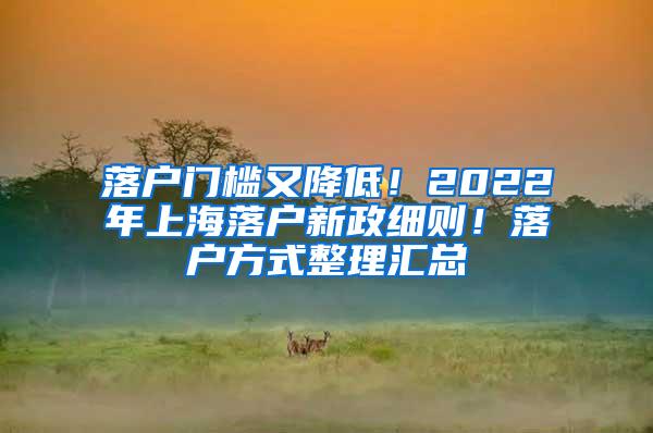 落户门槛又降低！2022年上海落户新政细则！落户方式整理汇总