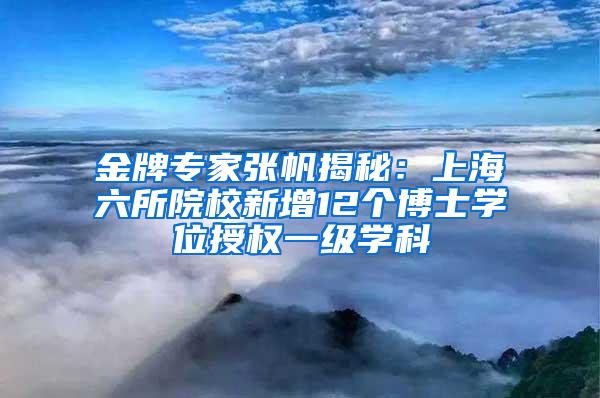 金牌专家张帆揭秘：上海六所院校新增12个博士学位授权一级学科