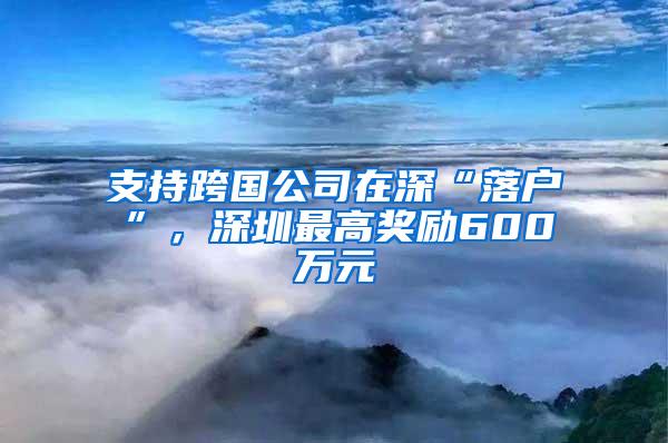 支持跨国公司在深“落户”，深圳最高奖励600万元