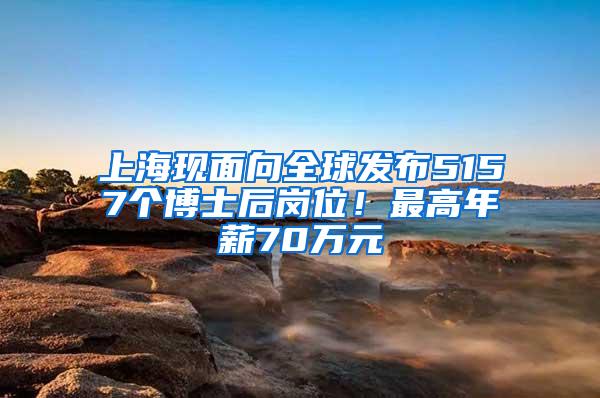 上海现面向全球发布5157个博士后岗位！最高年薪70万元