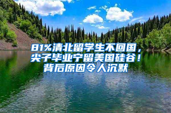 81%清北留学生不回国，尖子毕业宁留美国硅谷！背后原因令人沉默