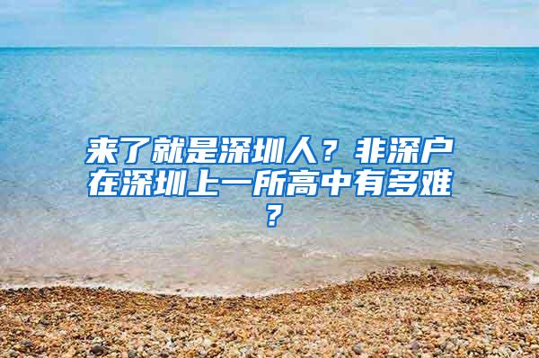 来了就是深圳人？非深户在深圳上一所高中有多难？