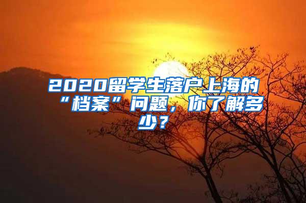 2020留学生落户上海的“档案”问题，你了解多少？