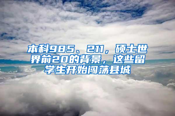 本科985、211，硕士世界前20的背景，这些留学生开始闯荡县城