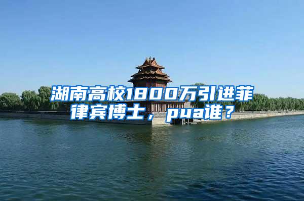 湖南高校1800万引进菲律宾博士，pua谁？