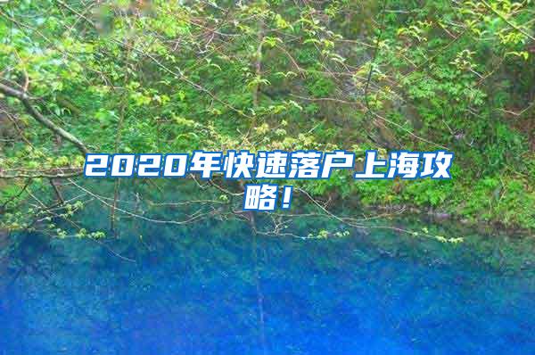 2020年快速落户上海攻略！