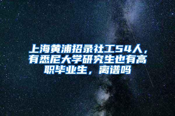 上海黄浦招录社工54人，有悉尼大学研究生也有高职毕业生，离谱吗