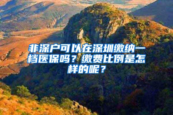 非深户可以在深圳缴纳一档医保吗？缴费比例是怎样的呢？