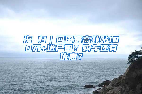 海 归｜回国最高补贴100万+送户口？购车还有优惠？