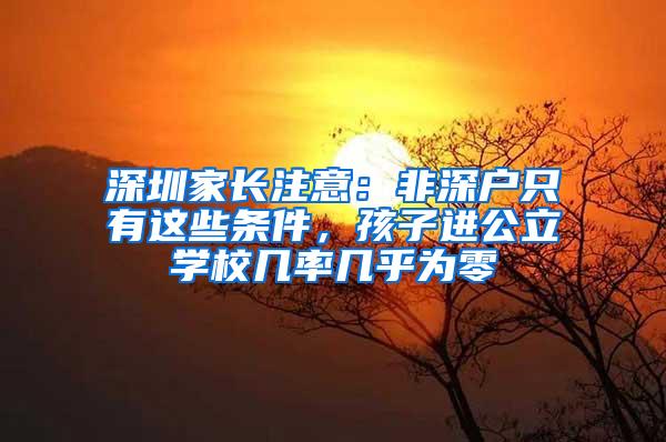 深圳家长注意：非深户只有这些条件，孩子进公立学校几率几乎为零