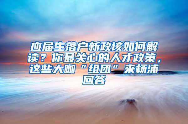 应届生落户新政该如何解读？你最关心的人才政策，这些大咖“组团”来杨浦回答