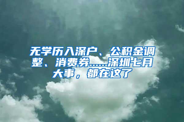 无学历入深户、公积金调整、消费券......深圳七月大事，都在这了