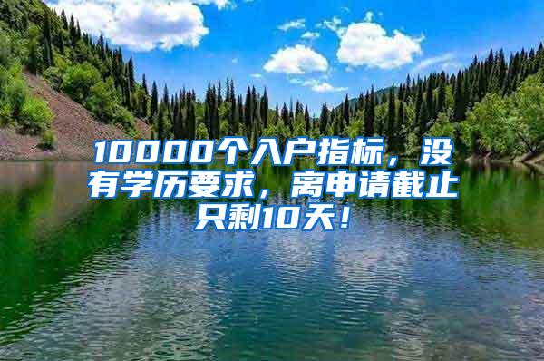 10000个入户指标，没有学历要求，离申请截止只剩10天！