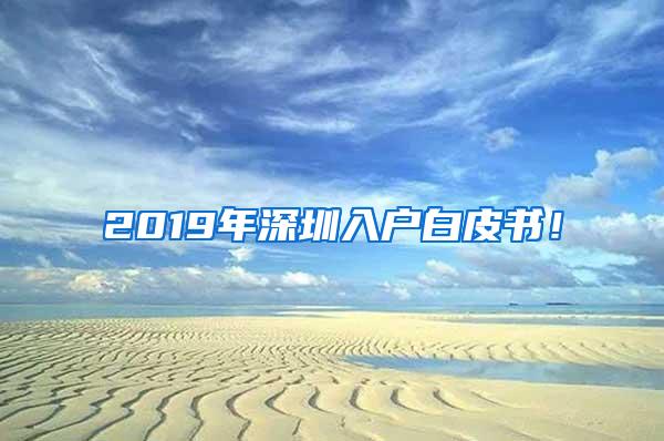 2019年深圳入户白皮书！