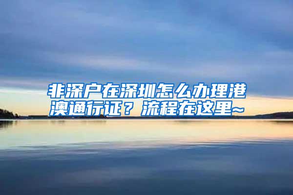 非深户在深圳怎么办理港澳通行证？流程在这里~