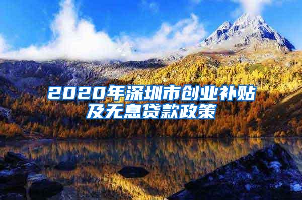 2020年深圳市创业补贴及无息贷款政策