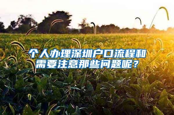 个人办理深圳户口流程和需要注意那些问题呢？