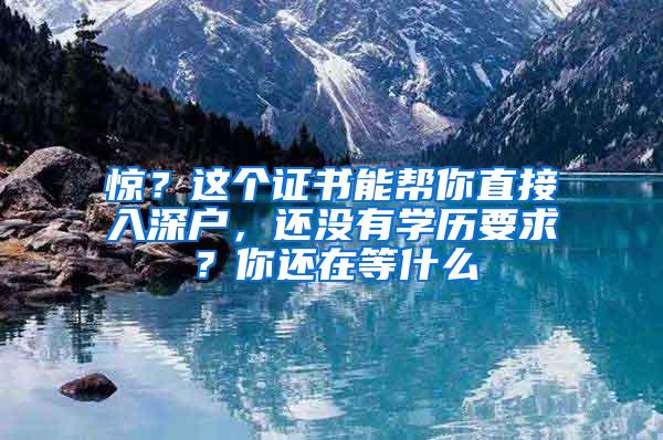 惊？这个证书能帮你直接入深户，还没有学历要求？你还在等什么