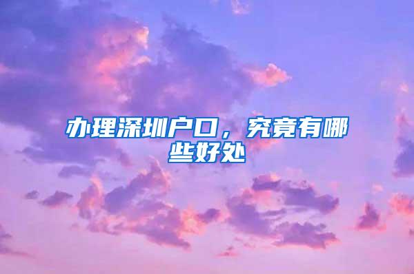 办理深圳户口，究竟有哪些好处