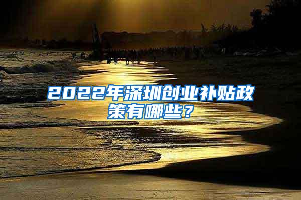 2022年深圳创业补贴政策有哪些？