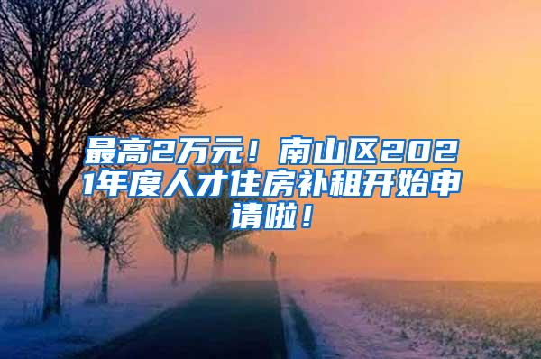 最高2万元！南山区2021年度人才住房补租开始申请啦！