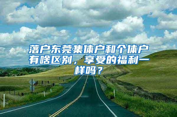 落户东莞集体户和个体户有啥区别，享受的福利一样吗？