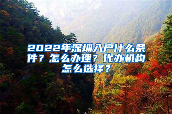 2022年深圳入户什么条件？怎么办理？代办机构怎么选择？