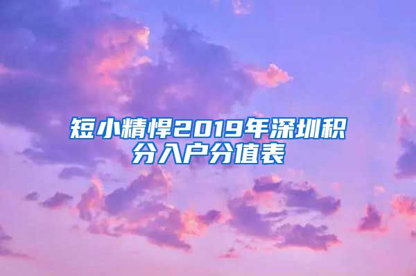 短小精悍2019年深圳积分入户分值表