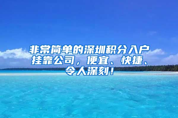 非常简单的深圳积分入户挂靠公司，便宜、快捷、令人深刻！