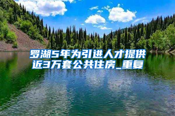 罗湖5年为引进人才提供近3万套公共住房_重复