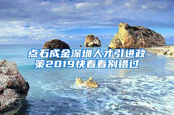 点石成金深圳人才引进政策2019快看看别错过