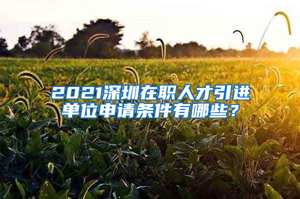 2021深圳在职人才引进单位申请条件有哪些？