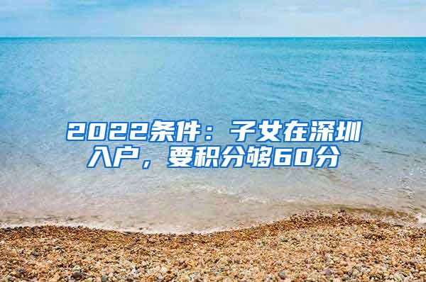 2022条件：子女在深圳入户，要积分够60分