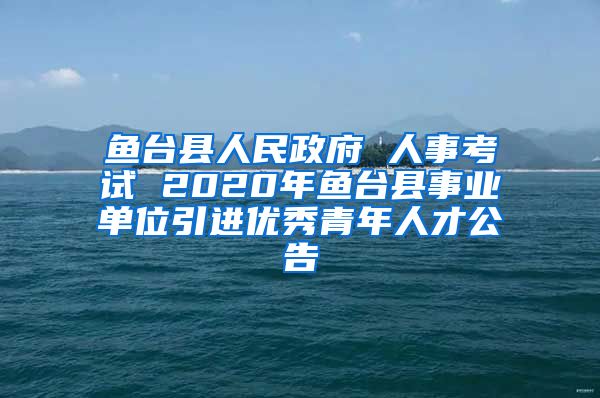 鱼台县人民政府 人事考试 2020年鱼台县事业单位引进优秀青年人才公告