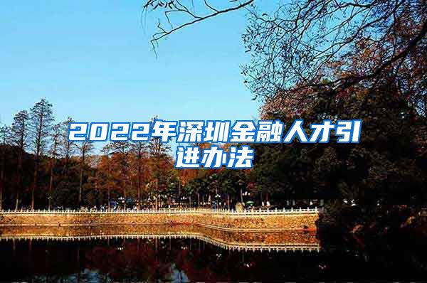 2022年深圳金融人才引进办法