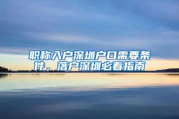 职称入户深圳户口需要条件，落户深圳必看指南