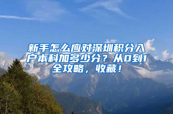 新手怎么应对深圳积分入户本科加多少分？从0到1全攻略，收藏！