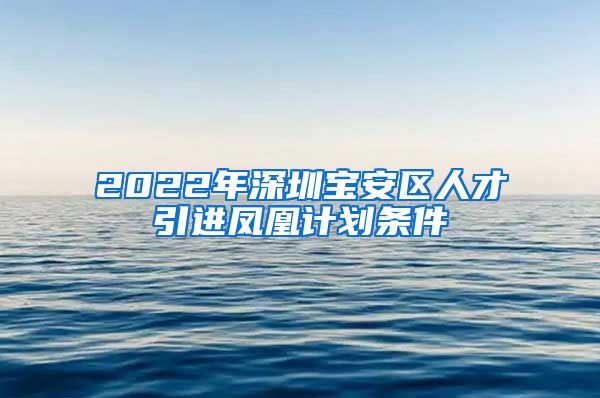 2022年深圳宝安区人才引进凤凰计划条件