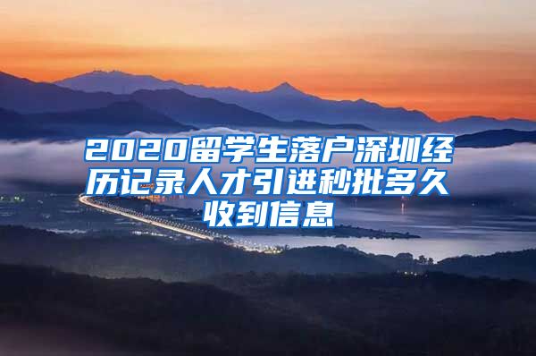 2020留学生落户深圳经历记录人才引进秒批多久收到信息