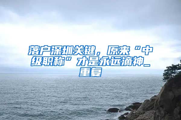 落户深圳关键，原来“中级职称”才是永远滴神_重复