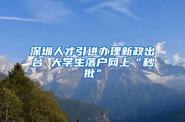 深圳人才引进办理新政出台 大学生落户网上“秒批”