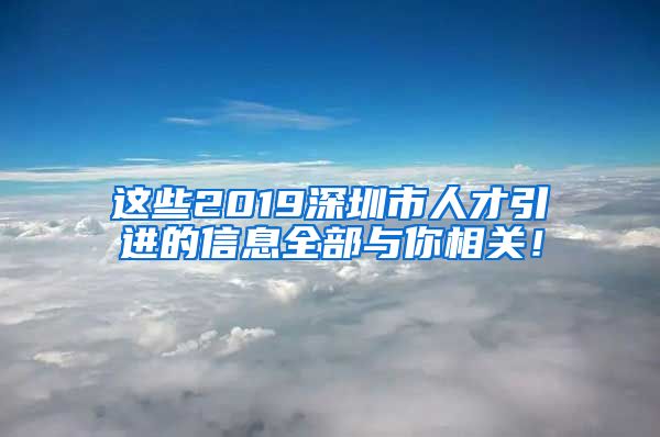 这些2019深圳市人才引进的信息全部与你相关！