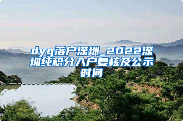 dyg落户深圳_2022深圳纯积分入户复核及公示时间